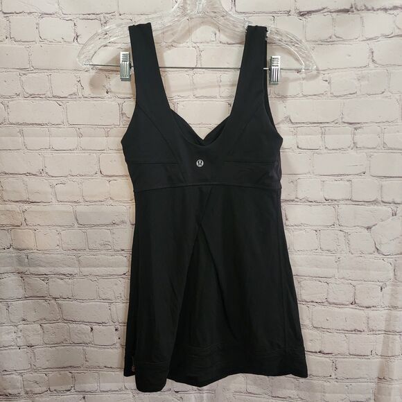 Lululemon Elevate Tank Top Womens 4 Black Breathable Mesh Drawcord Hem - Picture 2 of 10